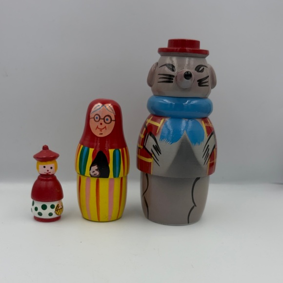 Colorful Red Riding Hood Nesting Doll Set - Picture 1 of 4